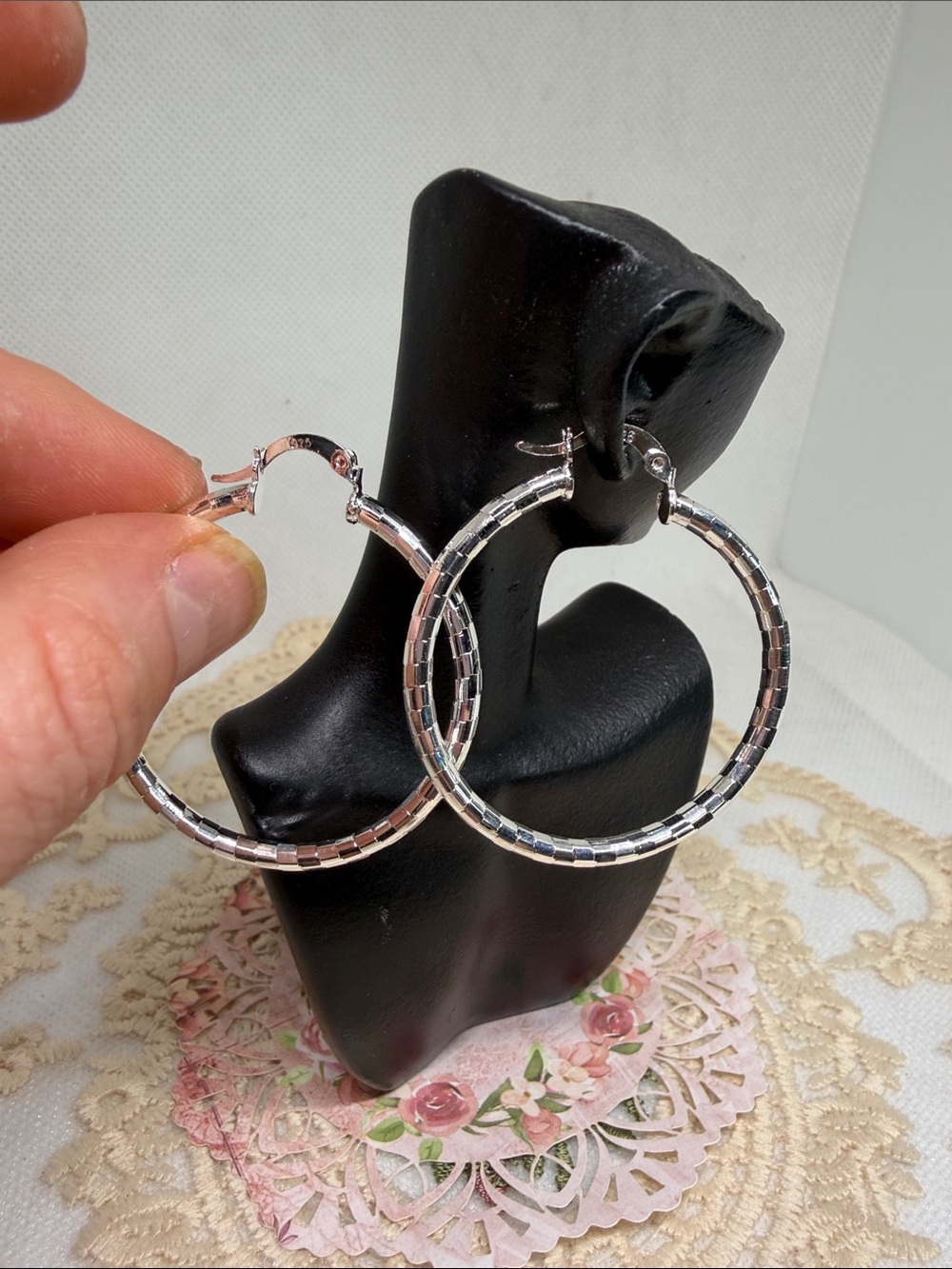 925 Sterling Silver Disco Ball Texture Hoop Earrings | Statement| Retro Glam